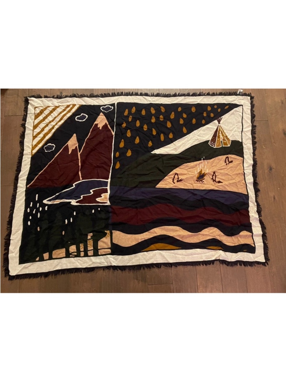 MADEWELL Blanket Scarf Shawl Native American Indian Abstract Print Scarf EUC